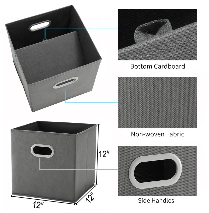 MAX Houser Fabric Storage Bins Cubes Baskets Containers with Dual Plastic Handles for Home Closet Bedroom Drawers Organizers (Cattail Gray) - Image 3
